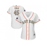 Women Houston Astros #45 Gerrit Cole White 2018 Gold Program Cool Base Stitched Baseball Jersey