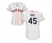 Women Houston Astros #45 Gerrit Cole White Home Stitched MLB Jersey