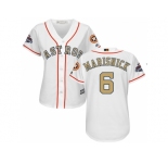 Women Houston Astros #6 Jake Marisnick White 2018 Gold Program Cool Base Stitched Baseball jersey