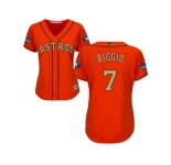 Women Houston Astros #7 Craig Biggio Orange 2018 Gold Program Cool Base Stitched Baseball Jersey