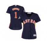 Women Majestic Houston Astros #1 Carlos Correa Replica Navy Blue Alternate 2017 World Series Bound Cool Base MLB Jersey