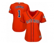 Women Majestic Houston Astros #1 Carlos Correa Replica Orange Alternate 2017 World Series Bound Cool Base MLB Jersey
