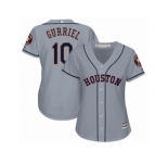 Women Majestic Houston Astros #10 Yuli Gurriel Replica Grey Road Cool Base MLB Jersey