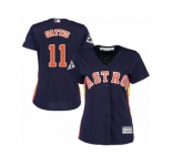 Women Majestic Houston Astros #11 Evan Gattis Replica Navy Blue Alternate 2017 World Series Bound Cool Base MLB Jersey