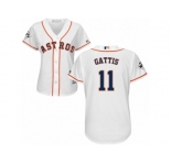 Women Majestic Houston Astros #11 Evan Gattis Replica White Home 2017 World Series Bound Cool Base MLB Jersey