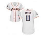 Women Majestic Houston Astros #11 Evan Gattis Replica White Home 2017 World Series Bound Cool Base MLB Jersey