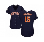 Women Majestic Houston Astros #15 Carlos Beltran Replica Navy Blue Alternate 2017 World Series Bound Cool Base MLB Jersey