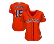 Women Majestic Houston Astros #15 Carlos Beltran Replica Orange Alternate 2017 World Series Bound Cool Base MLB Jersey