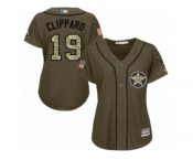 Women Majestic Houston Astros #19 Tyler Clippard Replica Green Salute to Service MLB Jersey