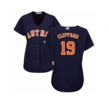 Women Majestic Houston Astros #19 Tyler Clippard Replica Navy Blue Alternate Cool Base MLB Jersey