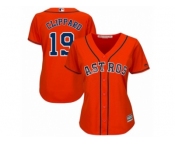 Women Majestic Houston Astros #19 Tyler Clippard Replica Orange Alternate Cool Base MLB Jersey