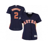 Women Majestic Houston Astros #2 Alex Bregman Replica Navy Blue Alternate 2017 World Series Bound Cool Base MLB Jersey