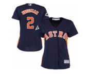 Women Majestic Houston Astros #2 Alex Bregman Replica Navy Blue Alternate 2017 World Series Bound Cool Base MLB Jersey