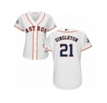 Women Majestic Houston Astros #21 Jon Singleton Replica White Home 2017 World Series Bound Cool Base MLB Jersey