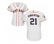 Women Majestic Houston Astros #21 Jon Singleton Replica White Home 2017 World Series Bound Cool Base MLB Jersey
