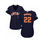 Women Majestic Houston Astros #22 Josh Reddick Replica Navy Blue Alternate 2017 World Series Bound Cool Base MLB Jersey
