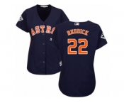 Women Majestic Houston Astros #22 Josh Reddick Replica Navy Blue Alternate 2017 World Series Bound Cool Base MLB Jersey