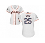 Women Majestic Houston Astros #25 Jose Cruz Jr. Replica White Home 2017 World Series Bound Cool Base MLB Jersey