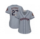 Women Majestic Houston Astros #27 Jose Altuve Replica Grey Road 2017 World Series Bound Cool Base MLB Jersey