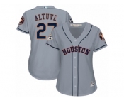 Women Majestic Houston Astros #27 Jose Altuve Replica Grey Road 2017 World Series Bound Cool Base MLB Jersey