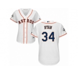 Women Majestic Houston Astros #34 Nolan Ryan Replica White Home 2017 World Series Bound Cool Base MLB Jersey