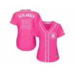 Women Majestic Houston Astros #35 Justin Verlander Authentic Pink Fashion Cool Base MLB Jersey