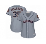 Women Majestic Houston Astros #35 Justin Verlander Replica Grey Road Cool Base MLB Jersey