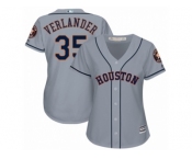 Women Majestic Houston Astros #35 Justin Verlander Replica Grey Road Cool Base MLB Jersey