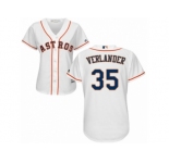Women Majestic Houston Astros #35 Justin Verlander Replica White Home Cool Base MLB Jersey