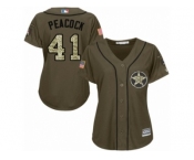 Women Majestic Houston Astros #41 Brad Peacock Replica Green Salute to Service MLB Jersey