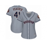 Women Majestic Houston Astros #41 Brad Peacock Replica Grey Road Cool Base MLB Jersey