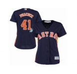 Women Majestic Houston Astros #41 Brad Peacock Replica Navy Blue Alternate Cool Base MLB Jersey