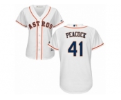 Women Majestic Houston Astros #41 Brad Peacock Replica White Home Cool Base MLB Jersey