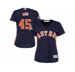 Women Majestic Houston Astros #45 Carlos Lee Replica Navy Blue Alternate 2017 World Series Bound Cool Base MLB Jersey
