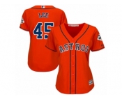 Women Majestic Houston Astros #45 Carlos Lee Replica Orange Alternate 2017 World Series Bound Cool Base MLB Jersey