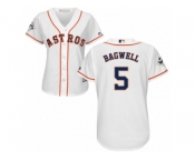 Women Majestic Houston Astros #5 Jeff Bagwell Replica White Home 2017 World Series Bound Cool Base MLB Jersey