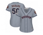 Women Majestic Houston Astros #50 J.R. Richard Replica Grey Road 2017 World Series Bound Cool Base MLB Jersey
