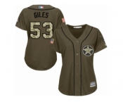 Women Majestic Houston Astros #53 Ken Giles Replica Green Salute to Service MLB Jersey