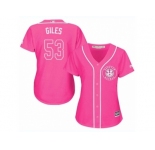 Women Majestic Houston Astros #53 Ken Giles Replica Pink Fashion Cool Base MLB Jersey