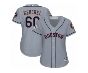 Women Majestic Houston Astros #60 Dallas Keuchel Replica Grey Road 2017 World Series Bound Cool Base MLB Jersey