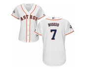 Women Majestic Houston Astros #7 Craig Biggio Replica White Home 2017 World Series Bound Cool Base MLB Jersey