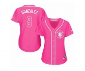 Women Majestic Houston Astros #9 Marwin Gonzalez Authentic Pink Fashion Cool Base MLB Jersey