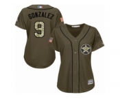 Women Majestic Houston Astros #9 Marwin Gonzalez Replica Green Salute to Service MLB Jersey