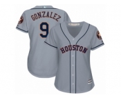 Women Majestic Houston Astros #9 Marwin Gonzalez Replica Grey Road Cool Base MLB Jersey