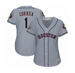Women's Houston Astros #1 Carlos Correa Authentic Grey Road Cool Base 2019 World Series Bound Baseball Jersey