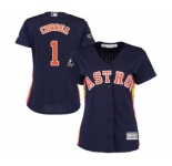 Women's Houston Astros #1 Carlos Correa Authentic Navy Blue Alternate Cool Base 2019 World Series Bound Baseball Jersey
