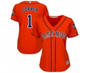 Women's Houston Astros #1 Carlos Correa Authentic Orange Alternate Cool Base 2019 World Series Bound Baseball Jersey