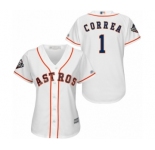 Women's Houston Astros #1 Carlos Correa Authentic White Home Cool Base 2019 World Series Bound Baseball Jersey