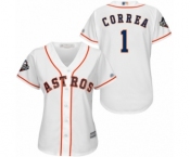 Women's Houston Astros #1 Carlos Correa Authentic White Home Cool Base 2019 World Series Bound Baseball Jersey