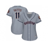 Women's Houston Astros #11 Evan Gattis Grey Road Stitched MLB Jersey